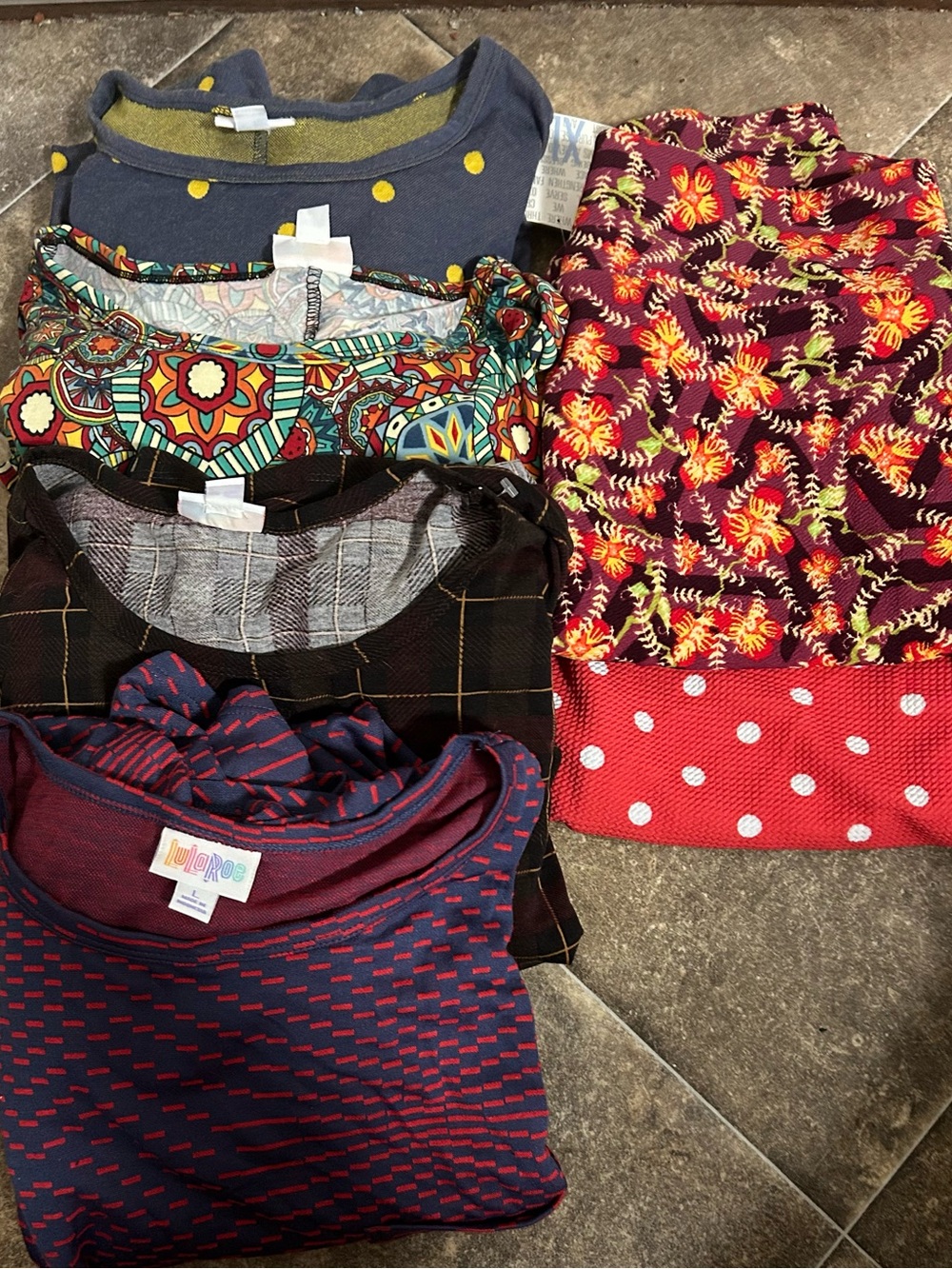 LuLaRoe colorful mixed Dresses and skirts  - navy, burgundy, red, yellow